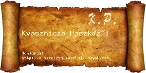 Kvasznicza Paszkál névjegykártya